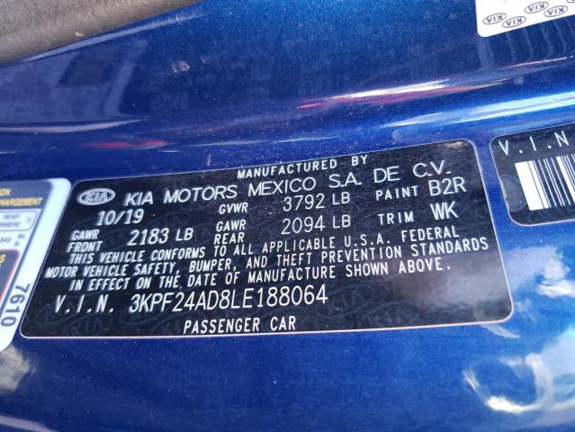 Photo 10 from auction – 2020 KIA FORTE FE with VIN 3KPF24AD8LE188064