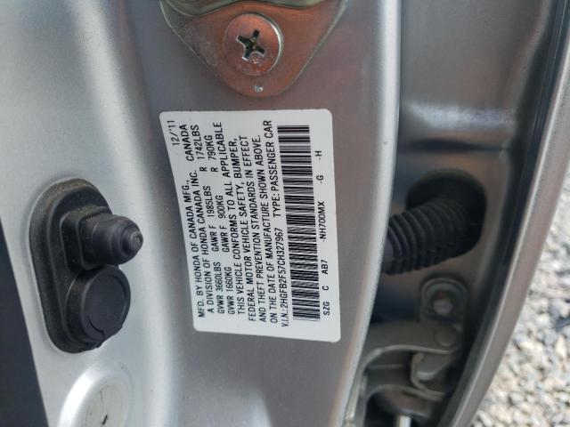 Photo 10 from auction – 2012 HONDA CIVIC LX with VIN 2HGFB2F57CH327967