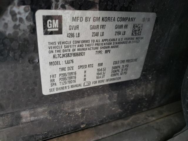 Photo 10 from auction – 2015 CHEVROLET TRAX LS with VIN KL7CJKSB2FB068931