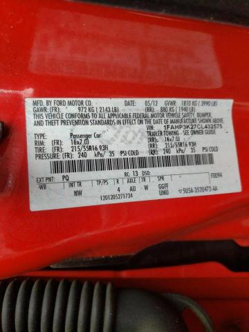 Photo 10 from auction – 2012 FORD FOCUS SE with VIN 1FAHP3K27CL432575