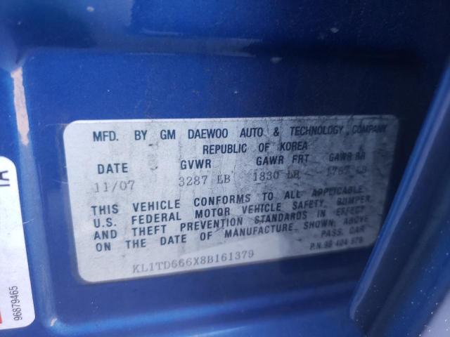 Photo 10 from auction – 2008 CHEVROLET AVEO BASE with VIN KL1TD666X8B161379