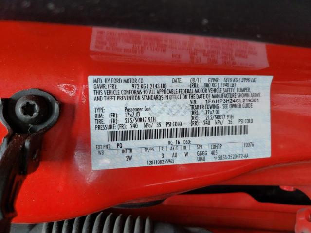 Photo 10 from auction – 2012 FORD FOCUS SEL with VIN 1FAHP3H24CL219381