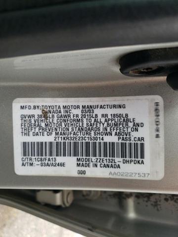 Photo 10 from auction – 2003 TOYOTA COROLLA MA with VIN 2T1KR32E23C153014
