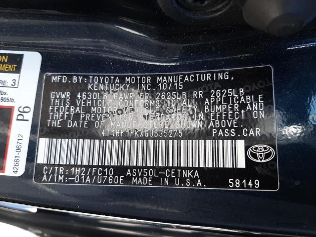 Photo 10 from auction – 2016 TOYOTA CAMRY LE with VIN 4T1BF1FKXGU535275