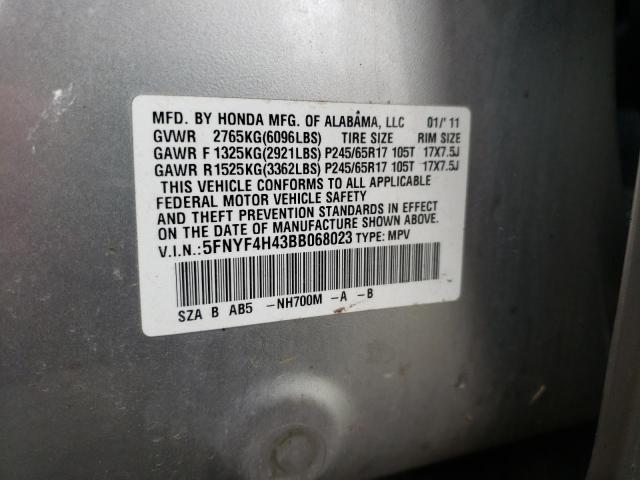 Photo 10 from auction – 2011 HONDA PILOT EX with VIN 5FNYF4H43BB068023