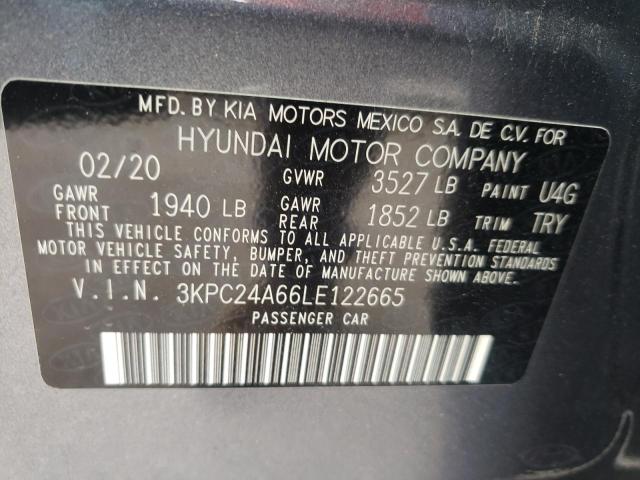Photo 10 from auction – 2020 HYUNDAI ACCENT SE with VIN 3KPC24A66LE122665
