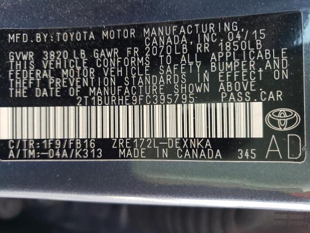 Photo 10 from auction – 2015 TOYOTA COROLLA L with VIN 2T1BURHE9FC395795