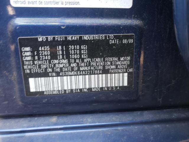Photo 10 from auction – 2010 SUBARU LEGACY 2.5 with VIN 4S3BMBK64A3217884