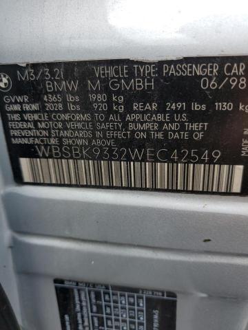 Photo 10 from auction – 1998 BMW M3 with VIN WBSBK9332WEC42549