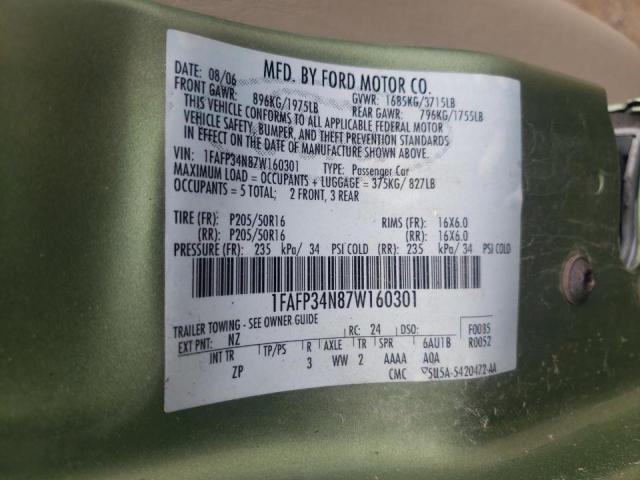Photo 10 from auction – 2007 FORD FOCUS ZX4 with VIN 1FAFP34N87W160301