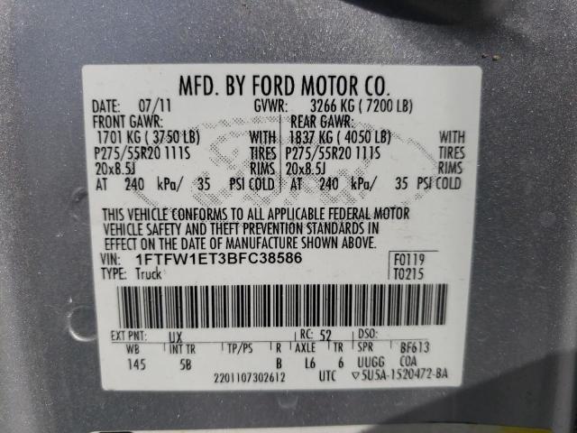 Photo 10 from auction – 2011 FORD F150 SUPER with VIN 1FTFW1ET3BFC38586