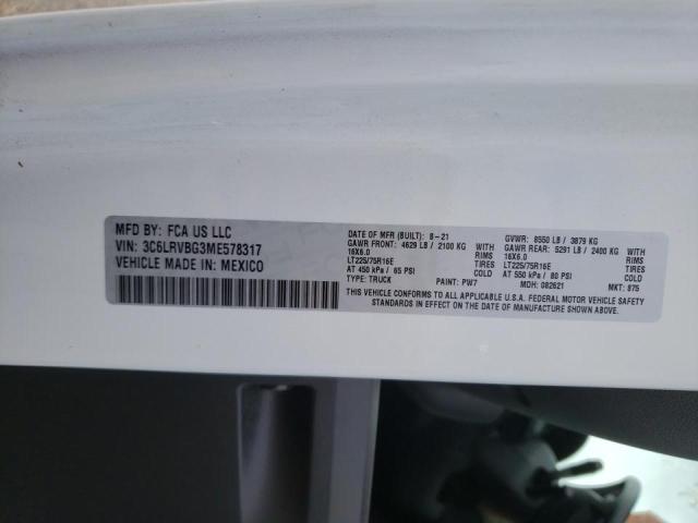 Photo 10 from auction – 2021 RAM PROMASTER with VIN 3C6LRVBG3ME578317