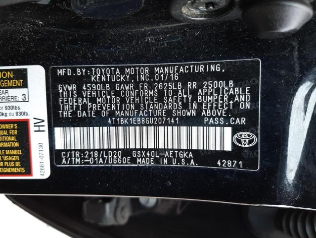 Photo 10 from auction – 2016 TOYOTA AVALON XLE with VIN 4T1BK1EB8GU207141