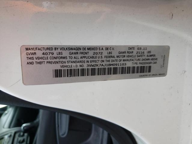 Photo 10 from auction – 2011 VOLKSWAGEN JETTA BASE with VIN 3VW2K7AJ1BM091103