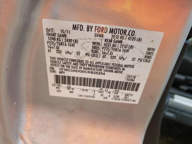 Photo 10 from auction – 2012 FORD ESCAPE XLT with VIN 1FMCU0DG0CKB25254
