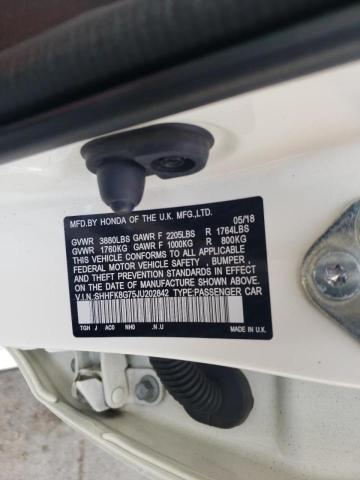 Photo 10 from auction – 2018 HONDA CIVIC TYPE with VIN SHHFK8G75JU202842