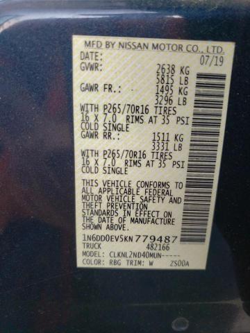 Photo 10 from auction – 2019 NISSAN FRONTIER S with VIN 1N6DD0EV5KN779487