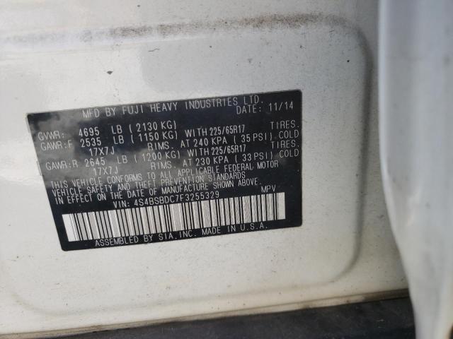 Photo 10 from auction – 2015 SUBARU OUTBACK 2. with VIN 4S4BSBDC7F3255329