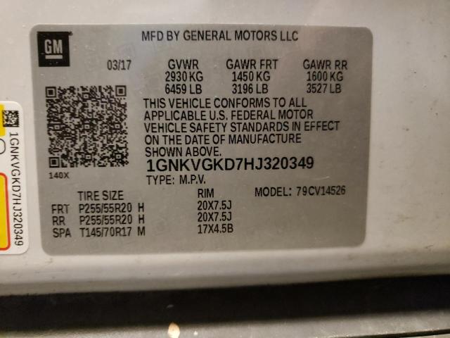 Photo 10 from auction – 2017 CHEVROLET TRAVERSE L with VIN 1GNKVGKD7HJ320349
