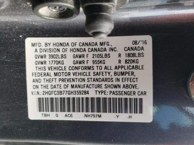 Photo 10 from auction – 2016 HONDA CIVIC EXL with VIN 2HGFC3B77GH359284