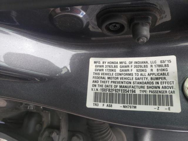 Photo 10 from auction – 2015 HONDA CIVIC EXL with VIN 19XFB2F92FE054194