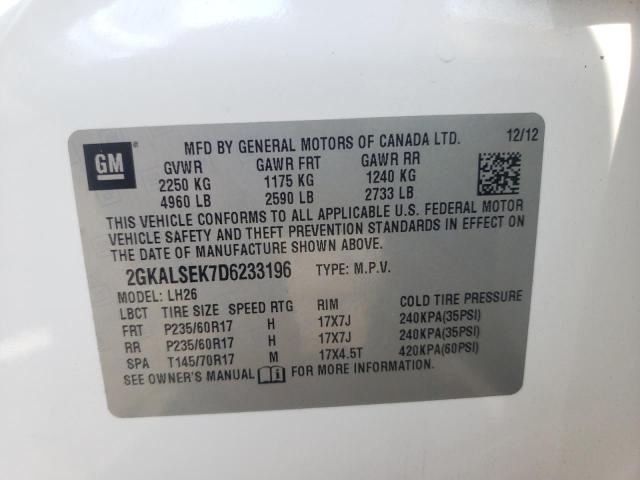 Photo 10 from auction – 2013 GMC TERRAIN SL with VIN 2GKALSEK7D6233196