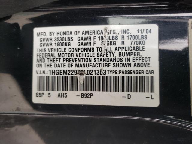 Photo 10 from auction – 2005 HONDA CIVIC EX with VIN 1HGEM22935L021353