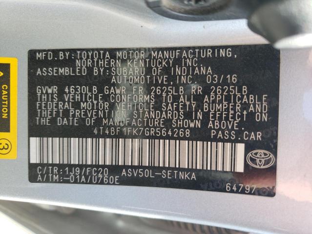 Photo 10 from auction – 2016 TOYOTA CAMRY LE with VIN 4T4BF1FK7GR564268