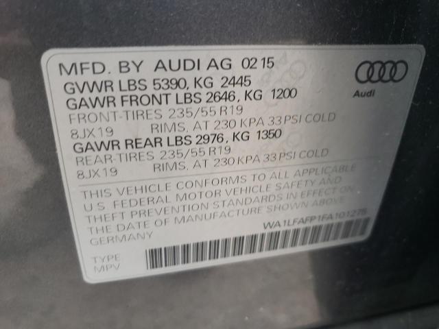 Photo 10 from auction – 2015 AUDI Q5 PREMIUM with VIN WA1LFAFP1FA101275