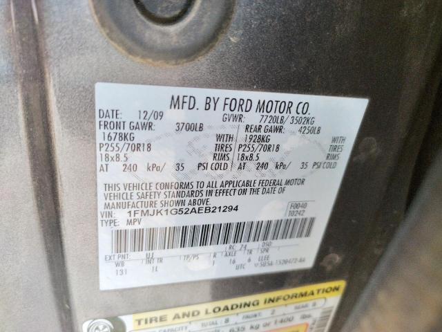 Photo 10 from auction – 2010 FORD EXPEDITION with VIN 1FMJK1G52AEB21294