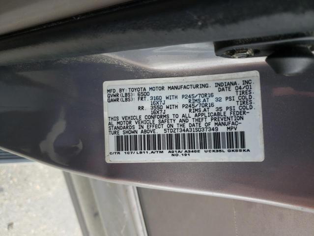 Photo 10 from auction – 2001 TOYOTA SEQUOIA with VIN 5TDZT34A31S037349