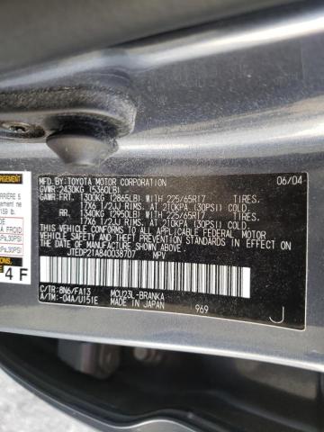 Photo 10 from auction – 2004 TOYOTA HIGHLANDER with VIN JTEDP21A840038707