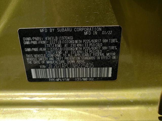 Photo 10 from auction – 2022 SUBARU CROSSTREK with VIN JF2GTAPC1NH225405