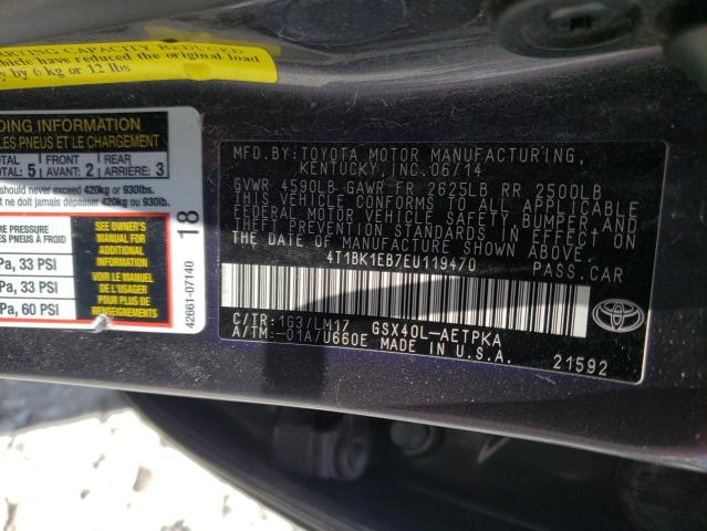 Photo 10 from auction – 2014 TOYOTA AVALON BAS with VIN 4T1BK1EB7EU119470