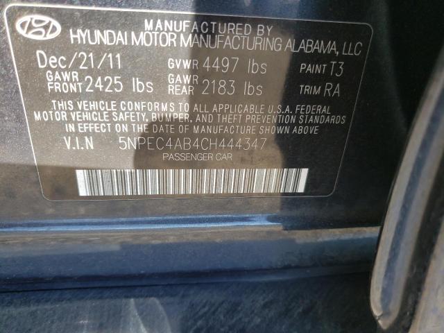 Photo 10 from auction – 2012 HYUNDAI SONATA SE with VIN 5NPEC4AB4CH444347