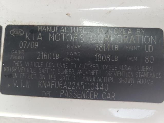 Photo 10 from auction – 2010 KIA FORTE EX with VIN KNAFU6A22A5110440