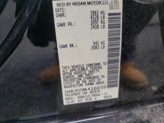 Photo 10 from auction – 2021 NISSAN ALTIMA SR with VIN 1N4BL4CV5MN416039