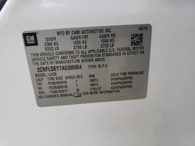 Photo 10 from auction – 2010 CHEVROLET EQUINOX LT with VIN 2CNFLDEY7A6386864