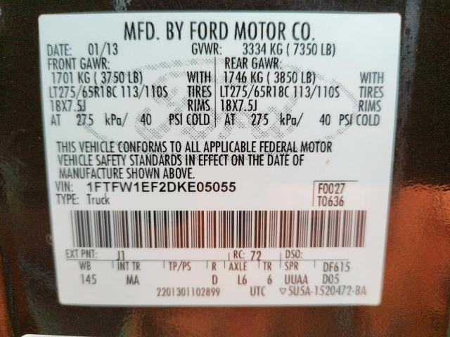 Photo 10 from auction – 2013 FORD F150 SUPER with VIN 1FTFW1EF2DKE05055