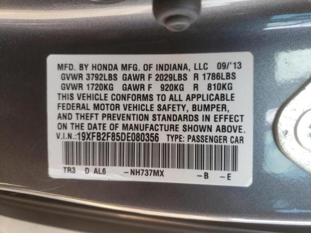 Photo 10 from auction – 2013 HONDA CIVIC EX with VIN 19XFB2F85DE080356