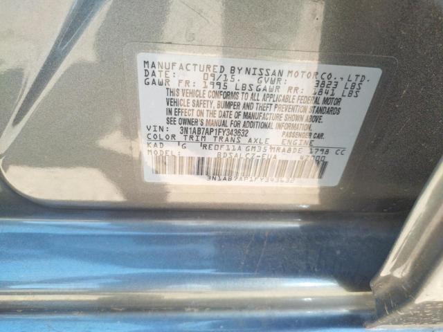 Photo 10 from auction – 2015 NISSAN SENTRA S with VIN 3N1AB7AP1FY343632