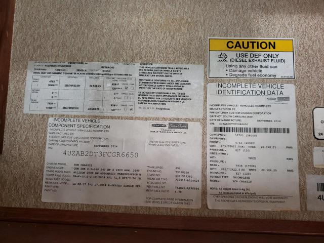 Photo 10 from auction – 2015 FREIGHTLINER CHASSIS XC with VIN 4UZAB2DT3FCGR6650