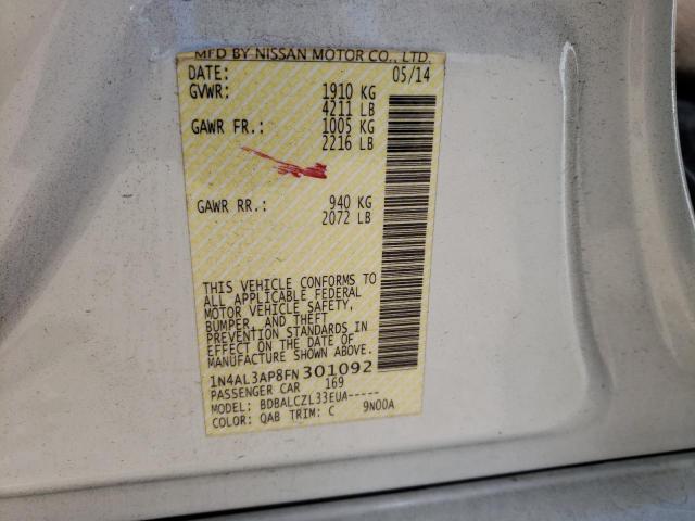 Photo 10 from auction – 2015 NISSAN ALTIMA 2.5 with VIN 1N4AL3AP8FN301092