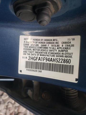 Photo 10 from auction – 2010 HONDA CIVIC EXL with VIN 2HGFA1F94AH522860