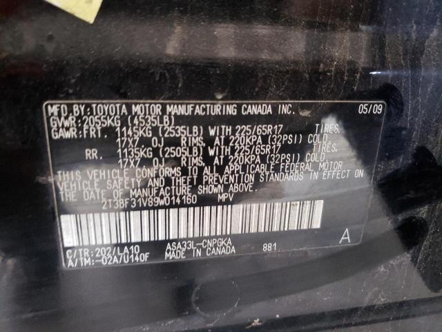 Photo 10 from auction – 2009 TOYOTA RAV4 LIMIT with VIN 2T3BF31V89W014160