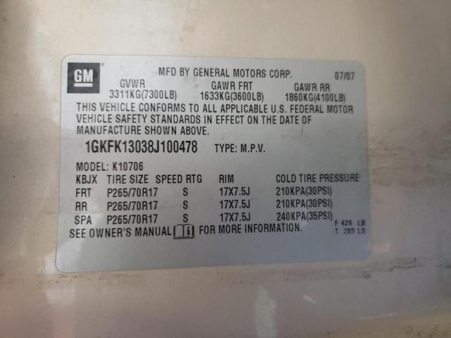 Photo 10 from auction – 2008 GMC YUKON with VIN 1GKFK13038J100478