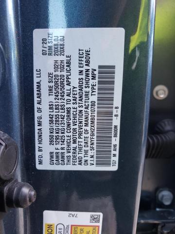 Photo 10 from auction – 2021 HONDA PILOT SE with VIN 5FNYF6H2XMB010780