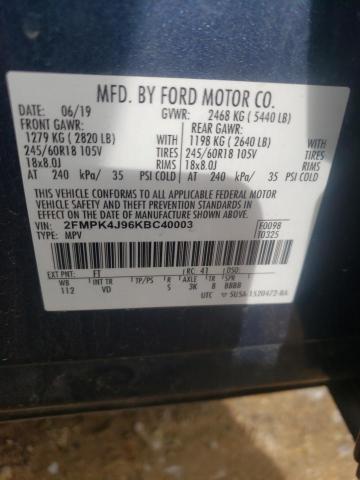 Foto 10 de la subasta – 2019 FORD EDGE SEL con VIN 2FMPK4J96KBC40003