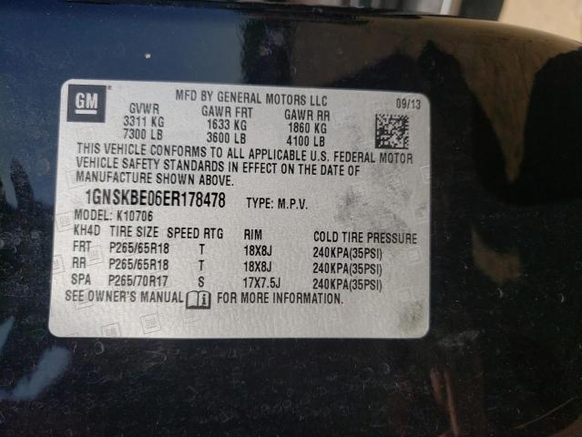 Photo 10 from auction – 2014 CHEVROLET TAHOE K150 with VIN 1GNSKBE06ER178478