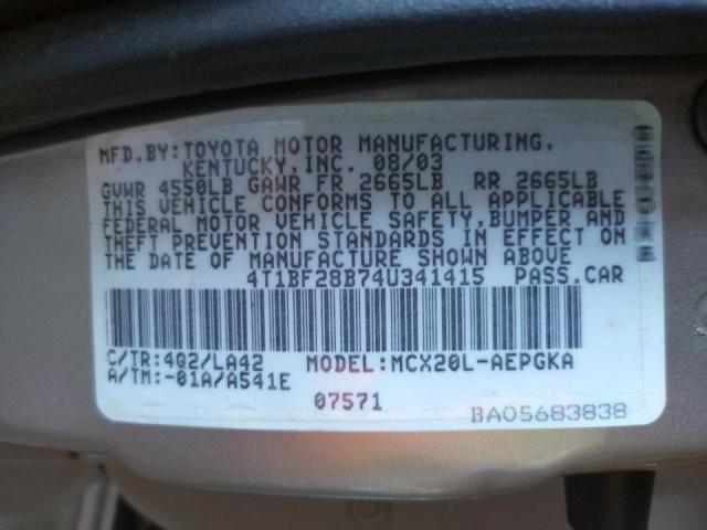 Photo 10 from auction – 2004 TOYOTA AVALON XL with VIN 4T1BF28B74U341415